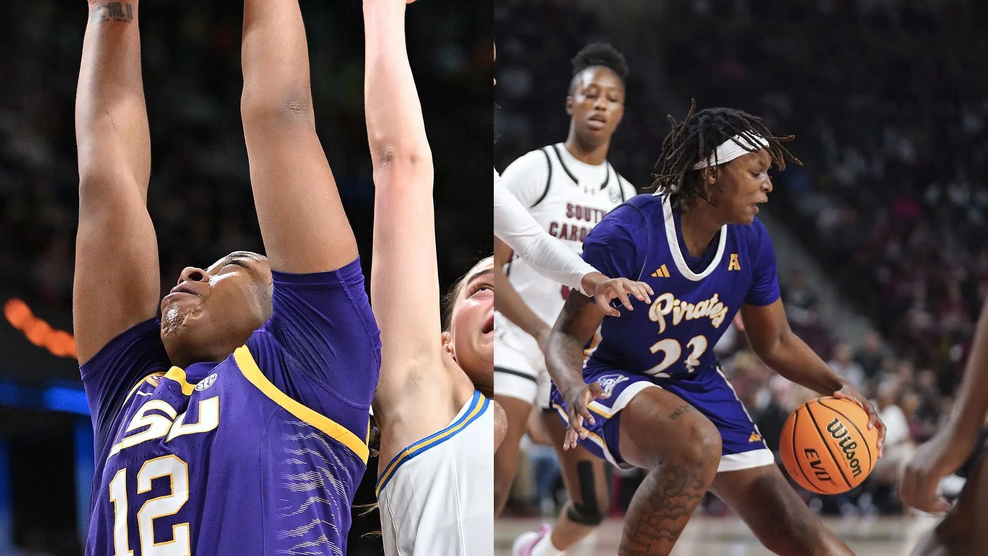 Mikaylah Williams de LSU saluda a la nueva transferencia Amiya Joyner